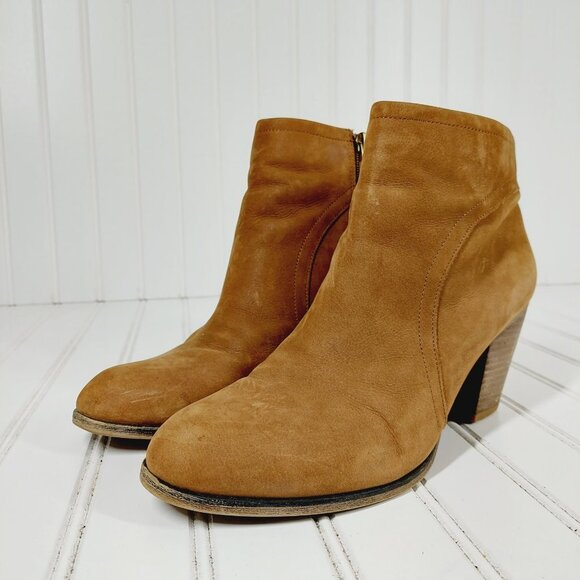 Franco Sarto Disco Ankle Boots Heels Leather Brown H703 - Picture 2 of 13